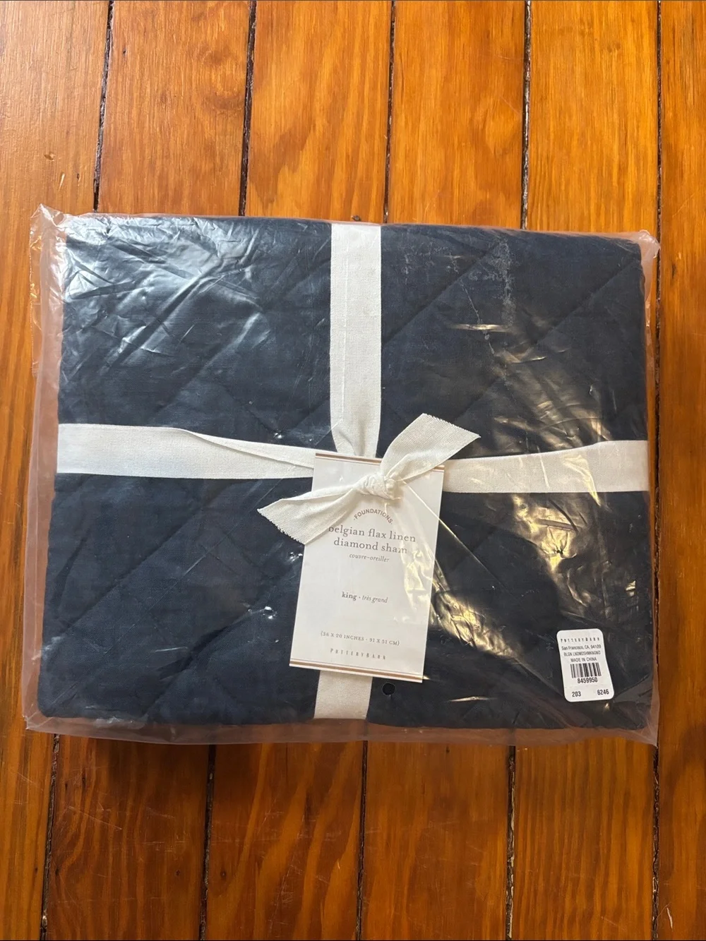 NWT Pottery Barn Belgian Flax Linen King Sham Midnight Navy Blue
